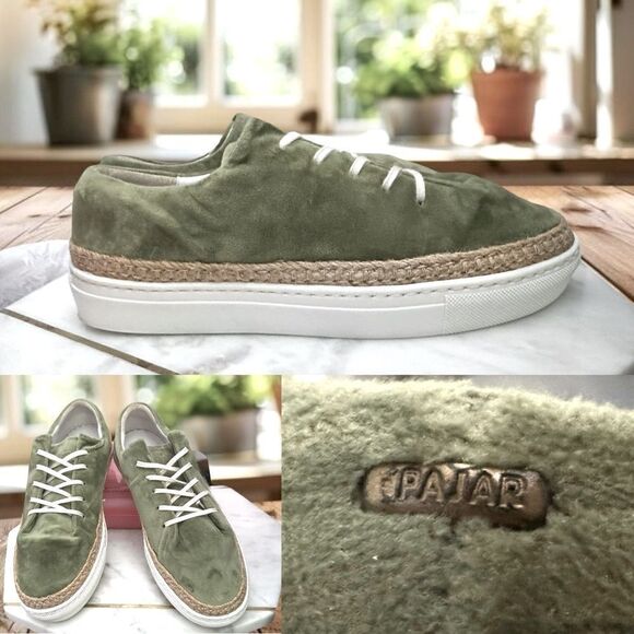PAJAR Canada Espadrille Jade Green Velvet Sneakers Size 40 - Picture 1 of 15